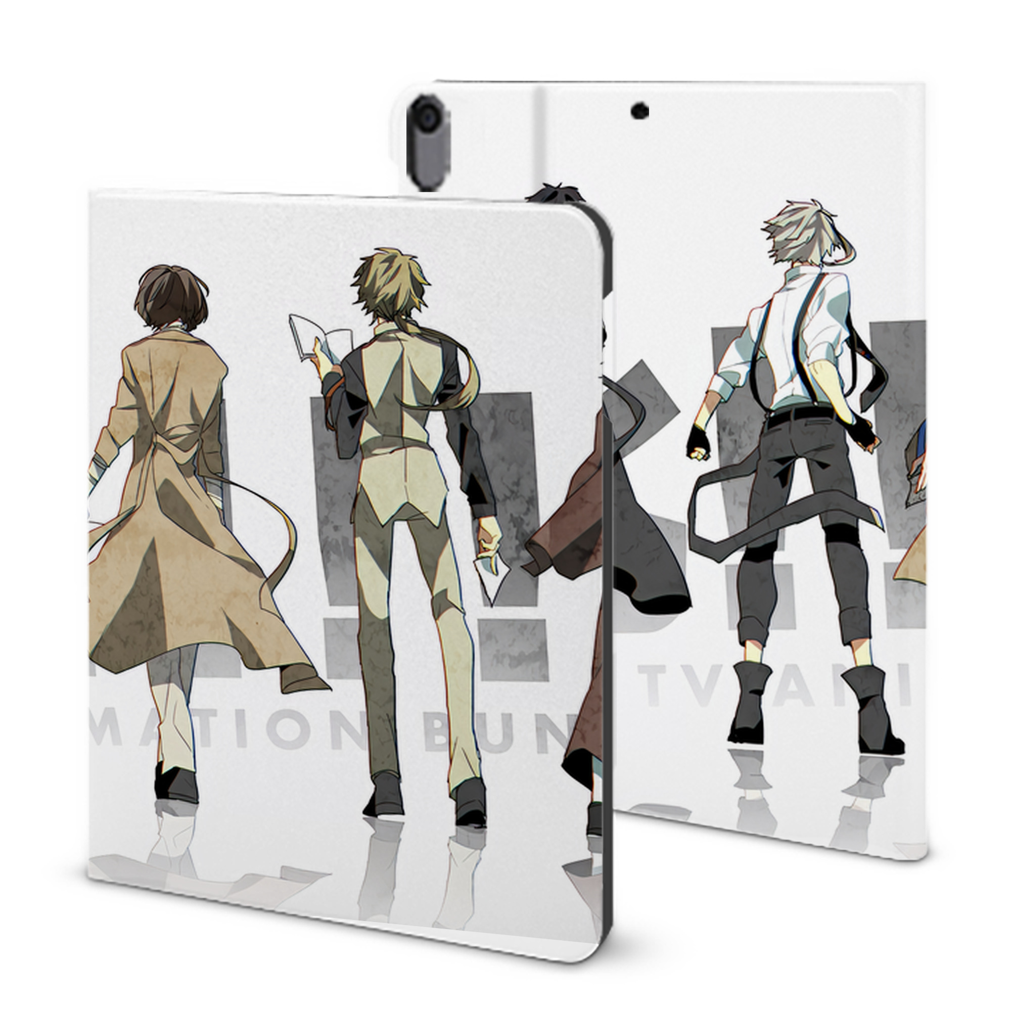 （画像用） 文豪ストレイドッグス Bungo Stray Dogs IPad ケース ブック型 PUレザー TPU 耐衝撃 軽量 薄型 ペン収納なし 全面保護 IPad 各モデル対応